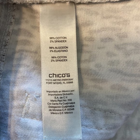 Chicos Jeans 3 Leopard Print Brown White Tapered Ankle Stretch Denim XL 16‎ - Picture 9 of 11